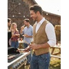 COOFANDY Men’s Western Vest Suede Cowboy Vest Casual Slim Fit Waistcoat | Western Outfit,Cowboy Attire,2 Pockets,Button Closure,Lining,Soft,Wedding,Costume Party,Halloween,Cosplay,Pirate,Country Vest(Light Khaki)
