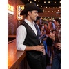 COOFANDY Men’s Western Vest Suede Cowboy Vest Casual Slim Fit Waistcoat | Western Outfit,Cowboy Attire,2 Pockets,Button Closure,Lining,Soft,Wedding,Costume Party,Halloween,Cosplay,Pirate,Country Vest(Black (With Pattern))
