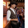 COOFANDY Men’s Western Vest Suede Cowboy Vest Casual Slim Fit Waistcoat | Western Outfit,Cowboy Attire,2 Pockets,Button Closure,Lining,Soft,Wedding,Costume Party,Halloween,Cosplay,Pirate,Country Vest(Coffee (With Pattern))