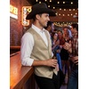 COOFANDY Men’s Western Vest Suede Cowboy Vest Casual Slim Fit Waistcoat | Western Outfit,Cowboy Attire,2 Pockets,Button Closure,Lining,Soft,Wedding,Costume Party,Halloween,Cosplay,Pirate,Country Vest(Beige (With Pattern))