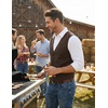 COOFANDY Men’s Western Vest Suede Cowboy Vest Casual Slim Fit Waistcoat | Western Outfit,Cowboy Attire,2 Pockets,Button Closure,Lining,Soft,Wedding,Costume Party,Halloween,Cosplay,Pirate,Country Vest(Coffee (With Pattern))