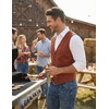 COOFANDY Men’s Western Vest Suede Cowboy Vest Casual Slim Fit Waistcoat | Western Outfit,Cowboy Attire,2 Pockets,Button Closure,Lining,Soft,Wedding,Costume Party,Halloween,Cosplay,Pirate,Country Vest(Brown)