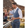 COOFANDY Men’s Western Vest Suede Cowboy Vest Casual Slim Fit Waistcoat | Western Outfit,Cowboy Attire,2 Pockets,Button Closure,Lining,Soft,Wedding,Costume Party,Halloween,Cosplay,Pirate,Country Vest(Navy Blue)