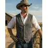 COOFANDY Men’s Western Vest Suede Cowboy Vest Casual Slim Fit Waistcoat | Western Outfit,Cowboy Attire,2 Pockets,Button Closure,Lining,Soft,Wedding,Costume Party,Halloween,Cosplay,Pirate,Country Vest(Grey)