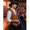 COOFANDY Men’s Western Vest Suede Cowboy Vest Casual Slim Fit Waistcoat | Western Outfit,Cowboy Attire,2 Pockets,Button Closure,Lining,Soft,Wedding,Costume Party,Halloween,Cosplay,Pirate,Country Vest(Brown)