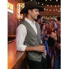 COOFANDY Men’s Western Vest Suede Cowboy Vest Casual Slim Fit Waistcoat | Western Outfit,Cowboy Attire,2 Pockets,Button Closure,Lining,Soft,Wedding,Costume Party,Halloween,Cosplay,Pirate,Country Vest(Grey)