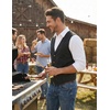 COOFANDY Men’s Western Vest Suede Cowboy Vest Casual Slim Fit Waistcoat | Western Outfit,Cowboy Attire,2 Pockets,Button Closure,Lining,Soft,Wedding,Costume Party,Halloween,Cosplay,Pirate,Country Vest(Black)