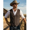 COOFANDY Men’s Western Vest Suede Cowboy Vest Casual Slim Fit Waistcoat | Western Outfit,Cowboy Attire,2 Pockets,Button Closure,Lining,Soft,Wedding,Costume Party,Halloween,Cosplay,Pirate,Country Vest(Coffee (With Pattern))