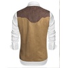 COOFANDY Men’s Western Vest Suede Cowboy Vest Casual Slim Fit Waistcoat | Western Outfit,Cowboy Attire,2 Pockets,Button Closure,Lining,Soft,Wedding,Costume Party,Halloween,Cosplay,Pirate,Country Vest(Coffe&khaki(with Pattern))