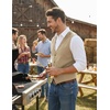 COOFANDY Men’s Western Vest Suede Cowboy Vest Casual Slim Fit Waistcoat | Western Outfit,Cowboy Attire,2 Pockets,Button Closure,Lining,Soft,Wedding,Costume Party,Halloween,Cosplay,Pirate,Country Vest(Beige (With Pattern))