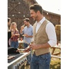 COOFANDY Men’s Western Vest Suede Cowboy Vest Casual Slim Fit Waistcoat | Western Outfit,Cowboy Attire,2 Pockets,Button Closure,Lining,Soft,Wedding,Costume Party,Halloween,Cosplay,Pirate,Country Vest(Beige)