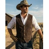 COOFANDY Men’s Western Vest Suede Cowboy Vest Casual Slim Fit Waistcoat | Western Outfit,Cowboy Attire,2 Pockets,Button Closure,Lining,Soft,Wedding,Costume Party,Halloween,Cosplay,Pirate,Country Vest(01_coffe)