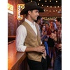 COOFANDY Men’s Western Vest Suede Cowboy Vest Casual Slim Fit Waistcoat | Western Outfit,Cowboy Attire,2 Pockets,Button Closure,Lining,Soft,Wedding,Costume Party,Halloween,Cosplay,Pirate,Country Vest(Light Khaki)
