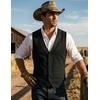 COOFANDY Men’s Western Vest Suede Cowboy Vest Casual Slim Fit Waistcoat | Western Outfit,Cowboy Attire,2 Pockets,Button Closure,Lining,Soft,Wedding,Costume Party,Halloween,Cosplay,Pirate,Country Vest(Black (With Pattern))