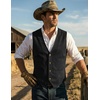 COOFANDY Men’s Western Vest Suede Cowboy Vest Casual Slim Fit Waistcoat | Western Outfit,Cowboy Attire,2 Pockets,Button Closure,Lining,Soft,Wedding,Costume Party,Halloween,Cosplay,Pirate,Country Vest(Black)