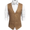 COOFANDY Men’s Western Vest Suede Cowboy Vest Casual Slim Fit Waistcoat | Western Outfit,Cowboy Attire,2 Pockets,Button Closure,Lining,Soft,Wedding,Costume Party,Halloween,Cosplay,Pirate,Country Vest(Khaki (With Pattern))
