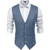 COOFANDY Men’s Western Vest Suede Cowboy Vest Casual Slim Fit Waistcoat | Western Outfit,Cowboy Attire,2 Pockets,Button Closure,Lining,Soft,Wedding,Costume Party,Halloween,Cosplay,Pirate,Country Vest(Navy Blue)