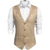 COOFANDY Men’s Western Vest Suede Cowboy Vest Casual Slim Fit Waistcoat | Western Outfit,Cowboy Attire,2 Pockets,Button Closure,Lining,Soft,Wedding,Costume Party,Halloween,Cosplay,Pirate,Country Vest(Beige (With Pattern))