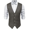 COOFANDY Men’s Western Vest Suede Cowboy Vest Casual Slim Fit Waistcoat | Western Outfit,Cowboy Attire,2 Pockets,Button Closure,Lining,Soft,Wedding,Costume Party,Halloween,Cosplay,Pirate,Country Vest(Grey)