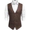 COOFANDY Men’s Western Vest Suede Cowboy Vest Casual Slim Fit Waistcoat | Western Outfit,Cowboy Attire,2 Pockets,Button Closure,Lining,Soft,Wedding,Costume Party,Halloween,Cosplay,Pirate,Country Vest(Coffee (With Pattern))