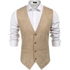 COOFANDY Men’s Western Vest Suede Cowboy Vest Casual Slim Fit Waistcoat | Western Outfit,Cowboy Attire,2 Pockets,Button Closure,Lining,Soft,Wedding,Costume Party,Halloween,Cosplay,Pirate,Country Vest(Beige)