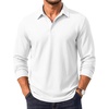 Men’s Long Sleeve Polo Shirt Collared Performance Golf Shirts Casual | Contrast Placket, Moisture-Wicking Fabric with UPF 50+ UV Protection, Tailored fit for golf, office, and outdoor activities.(White)