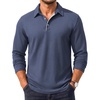 Men’s Long Sleeve Polo Shirt Collared Performance Golf Shirts Casual | Contrast Placket, Moisture-Wicking Fabric with UPF 50+ UV Protection, Tailored fit for golf, office, and outdoor activities.(Navy Blue)