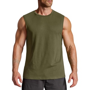 COOFANDY Mens Workout Tank Tops Cotton 3 Pack Soft Gym Muscle Shirt Sleeveless Classic T Shirts(Army Green)