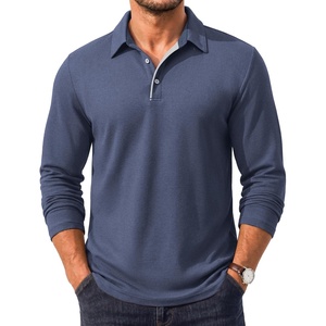 Men’s Long Sleeve Polo Shirt Collared Performance Golf Shirts Casual(Navy Blue)