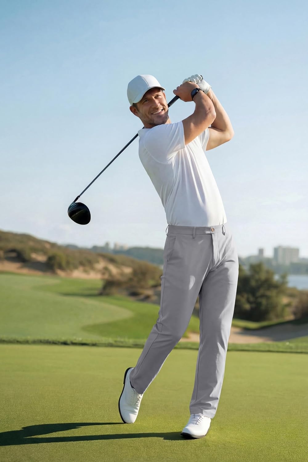 image:imageCOOFANDY Mens Golf Pants ClassicFit 303234 Work Dress TrousersLight Grey