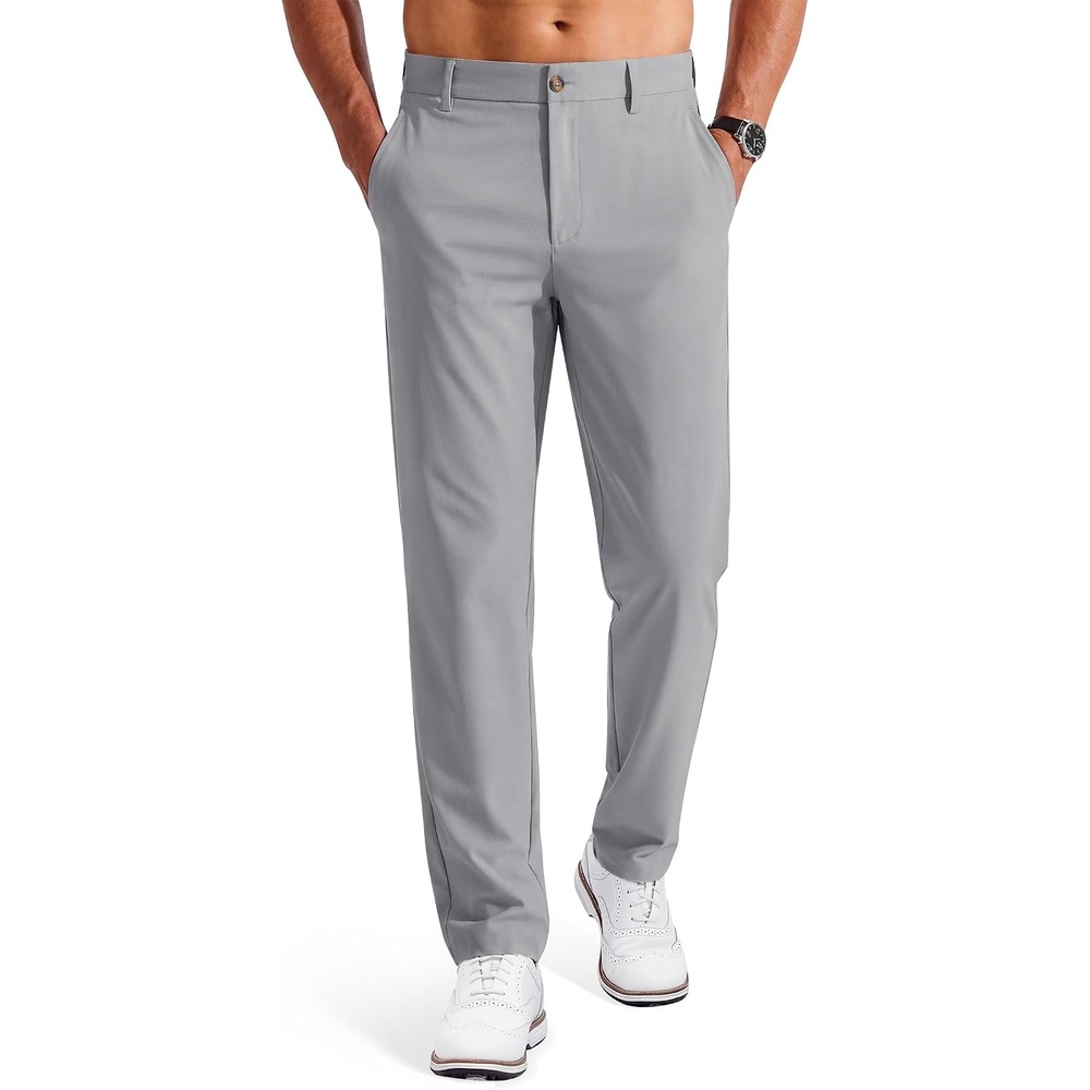 image:imageCOOFANDY Mens Golf Pants ClassicFit 303234 Work Dress TrousersLight Grey