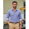 COOFANDY Men Plaid Dress Shirts Long Sleeve Button Down Shirts Cotton Shirt(Blue Black Plaid)