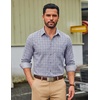 COOFANDY Men Plaid Dress Shirts Long Sleeve Button Down Shirts Cotton Shirt(Grey Plaid)
