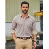 COOFANDY Men Plaid Dress Shirts Long Sleeve Button Down Shirts Cotton Shirt(Khaki Plaid)