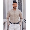 COOFANDY Men Plaid Dress Shirts Long Sleeve Button Down Shirts Cotton Shirt(Khaki Plaid)