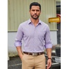 COOFANDY Men Plaid Dress Shirts Long Sleeve Button Down Shirts Cotton Shirt(Light Purple Plaid)
