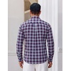 COOFANDY Men Plaid Dress Shirts Long Sleeve Button Down Shirts Cotton Shirt(Navy Blue Red Plaid)