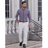COOFANDY Men Plaid Dress Shirts Long Sleeve Button Down Shirts Cotton Shirt(Navy Blue Red Plaid)