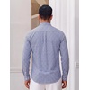 COOFANDY Men Plaid Dress Shirts Long Sleeve Button Down Shirts Cotton Shirt(Sky Blue White Plaid)