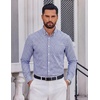 COOFANDY Men Plaid Dress Shirts Long Sleeve Button Down Shirts Cotton Shirt(White Deep Blue Plaid)