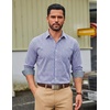 COOFANDY Men Plaid Dress Shirts Long Sleeve Button Down Shirts Cotton Shirt(White Deep Blue Plaid)