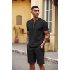 COOFANDY Men’s 2 Piece Set Short Sleeve Polo Shirt and Shorts Summer Suits(01-black)