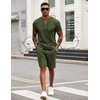 COOFANDY Men’s 2 Piece Set Short Sleeve Polo Shirt and Shorts Summer Suits(Army Green)