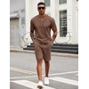 COOFANDY Men’s 2 Piece Set Short Sleeve Polo Shirt and Shorts Summer Suits(Brown)