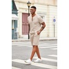 COOFANDY Men’s 2 Piece Set Short Sleeve Polo Shirt and Shorts Summer Suits(Champagne)