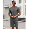COOFANDY Men’s 2 Piece Set Short Sleeve Polo Shirt and Shorts Summer Suits(Dark Grey)