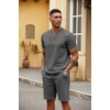 COOFANDY Men’s 2 Piece Set Short Sleeve Polo Shirt and Shorts Summer Suits(Dark Grey)
