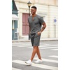 COOFANDY Men’s 2 Piece Set Short Sleeve Polo Shirt and Shorts Summer Suits(Dark Grey)