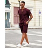 COOFANDY Men’s 2 Piece Set Short Sleeve Polo Shirt and Shorts Summer Suits(Date Red)
