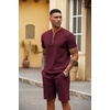 COOFANDY Men’s 2 Piece Set Short Sleeve Polo Shirt and Shorts Summer Suits(Date Red)